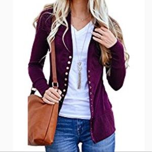 Burgundy snap closure 3/4 cardigan